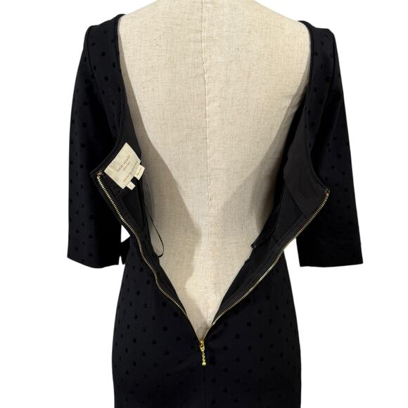 Kate Spade Size 2 Belted Sheath Dress Black Polka Dot Preppy Old Money Mini - Picture 5 of 12